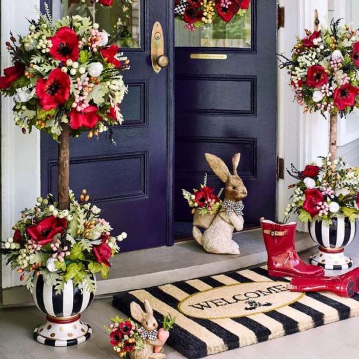 Floral Easter Entrance Decor #easter #diy #porch #decor #decorhomeideas