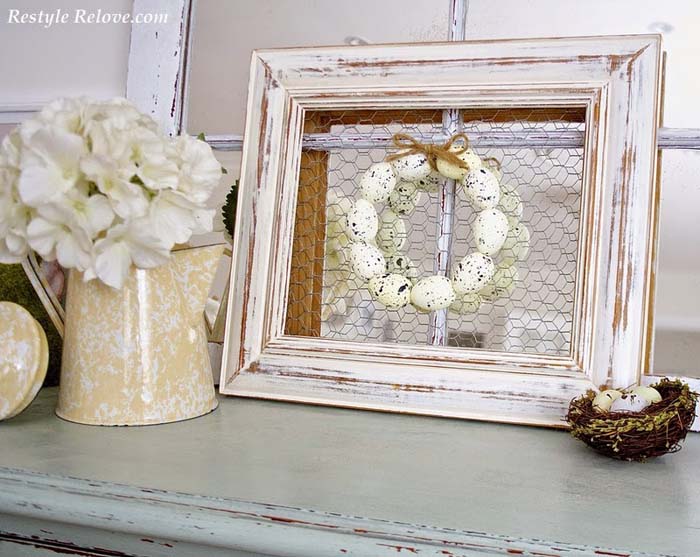 Framed Easter Egg Wreath #easter #diy #rustic #decor #decorhomeideas