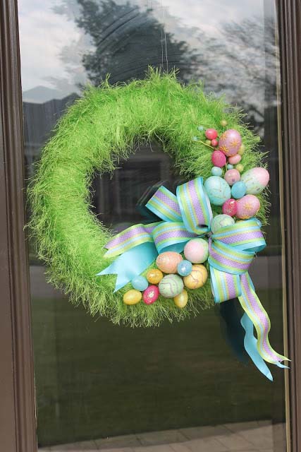 Grass Egg Wreath #easter #diy #porch #decor #decorhomeideas