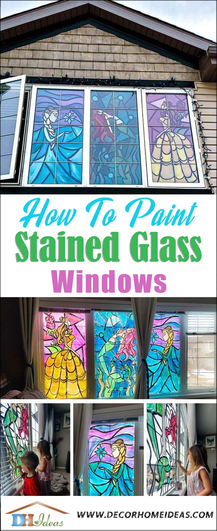 How To Paint Stained Glass Windows. Fun and easy project to do with your kids.  #diy #crafts #kids #paint #stain #windows #decorhomeideas