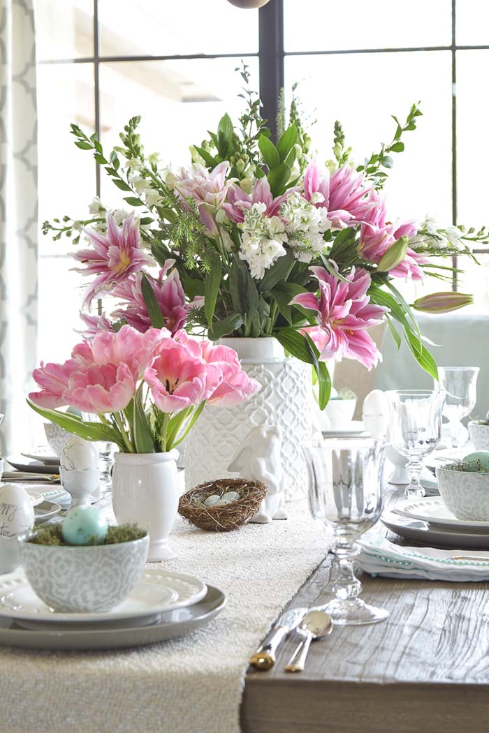 Lily Easter Table Centerpiece #easter #diy #centerpiece #decorhomeideas