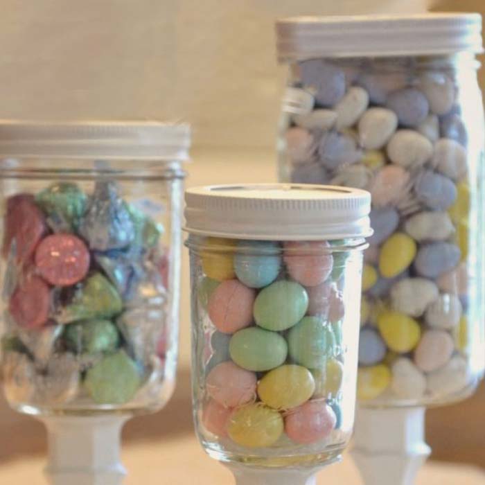 Mason Jar Easter Candy Pedestal #easter #diy #dollarstore #crafts #decorhomeideas