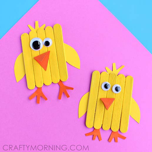 Mini Popsicle Stick Chicks #easter #diy #dollarstore #crafts #kids  #decorhomeideas