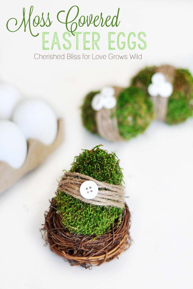 Moss Easter Eggs #easter #diy #rustic #decor #decorhomeideas