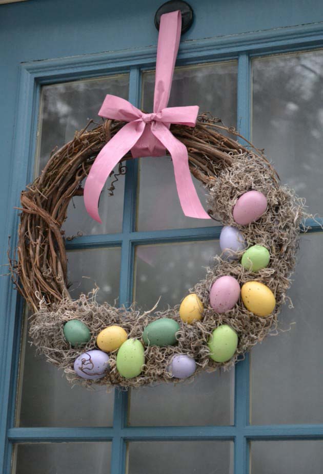 Mossy Easter Egg Wreath #easter #diy #rustic #decor #decorhomeideas