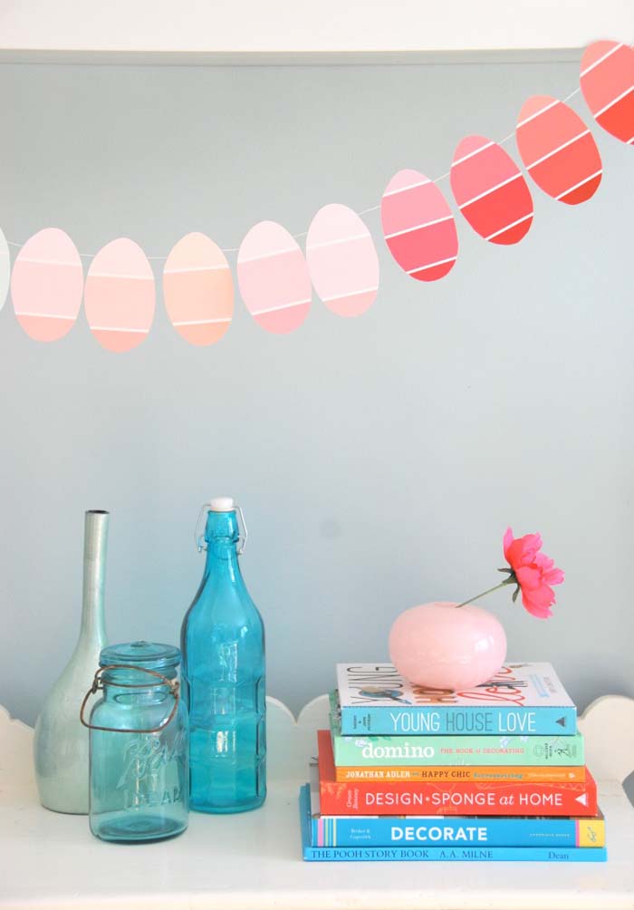 Paint Chip Egg Garland #easter #diy #cheap #decor #decorhomeideas