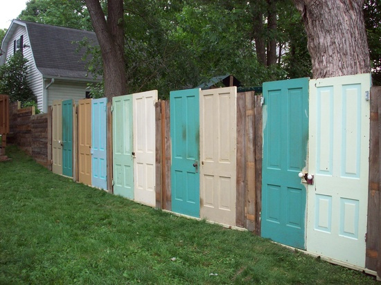 Yard Fence Made Out Of Old Doors