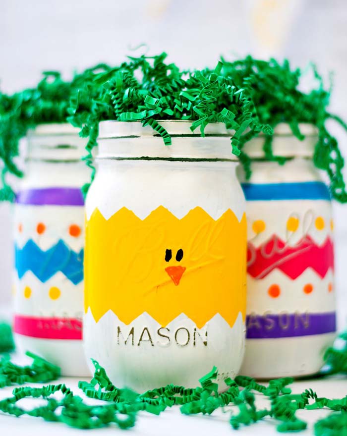 Peep Mason Jars for Easter #easter #diy #dollarstore #crafts #decorhomeideas