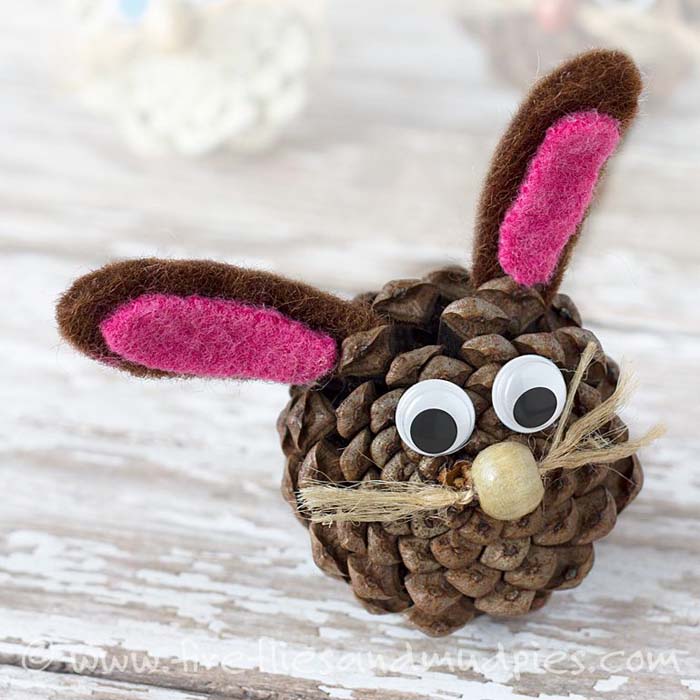 Pinecone Bunnies #easter #diy #dollarstore #crafts #kids  #decorhomeideas