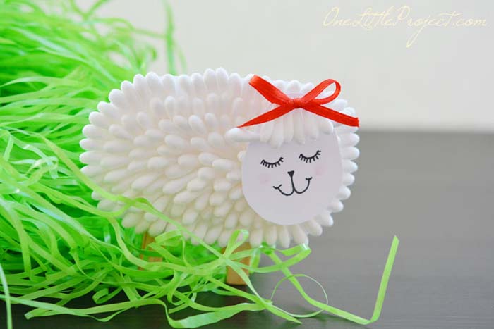 Q Tip Lamb Craft #easter #diy #dollarstore #crafts #kids  #decorhomeideas