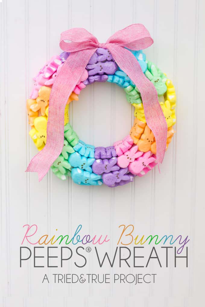 Rainbow Bunny Peeps Wreath #easter #diy #porch #decor #decorhomeideas