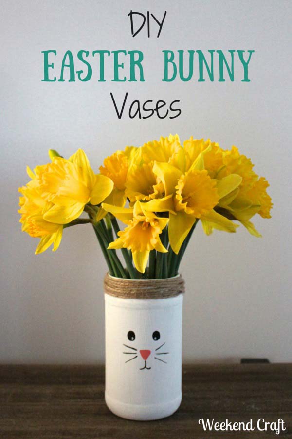 Recycled Easter Bunny Vase Idea #easter #diy #dollarstore #crafts #decorhomeideas
