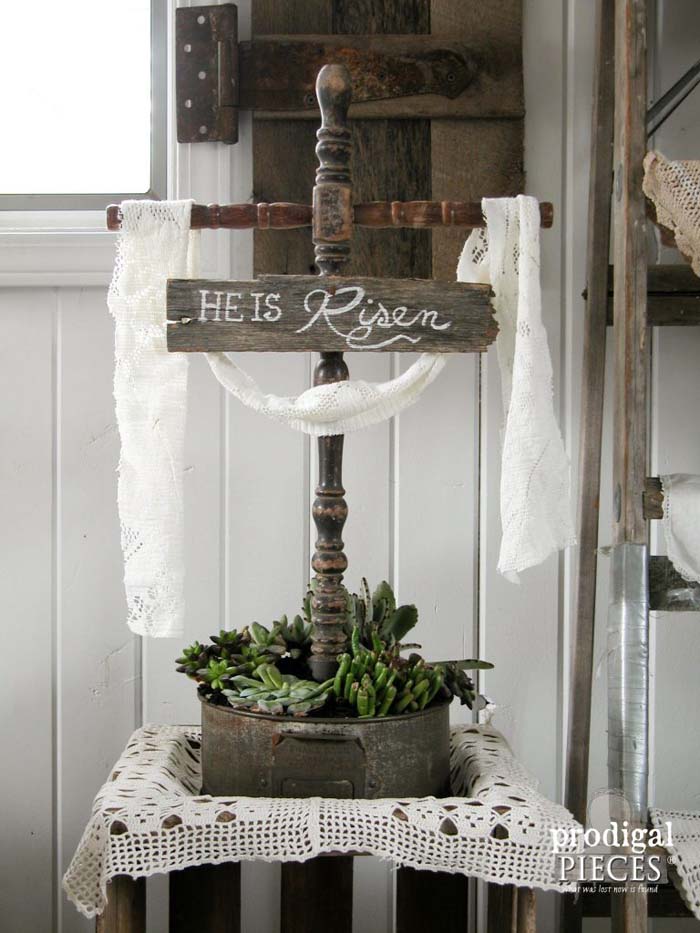 Repurposed Easter Cross #easter #diy #rustic #decor #decorhomeideas