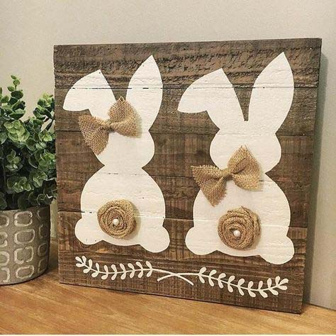 Rustic Bunny Wall Art #easter #diy #rustic #decor #decorhomeideas