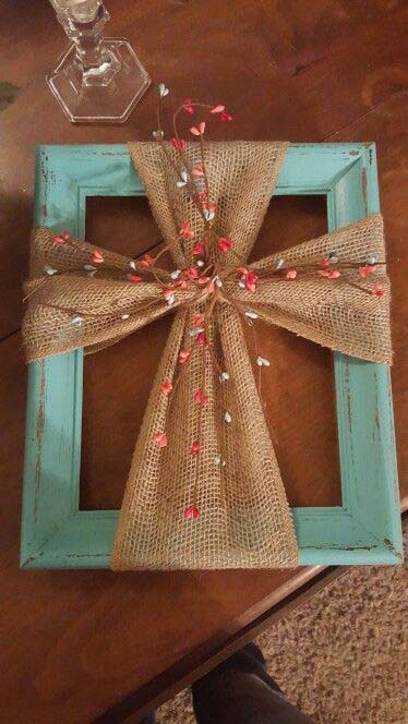 Rustic Cross Picture Frame #easter #diy #rustic #decor #decorhomeideas