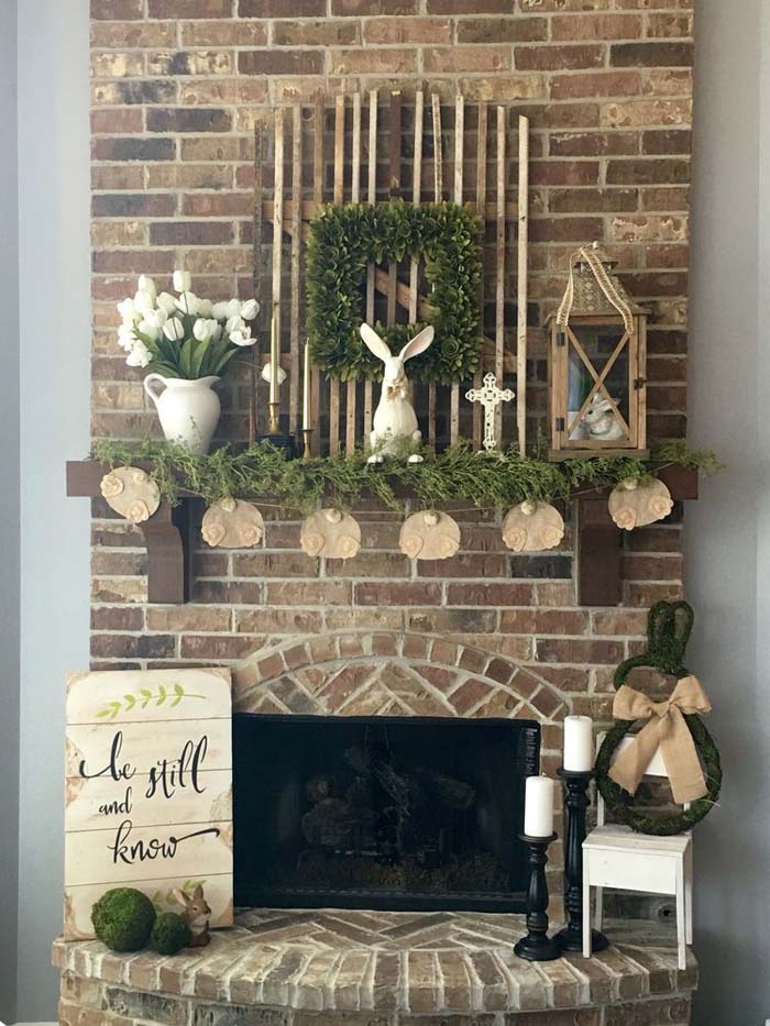 Rustic Easter Mantel #easter #diy #rustic #decor #decorhomeideas