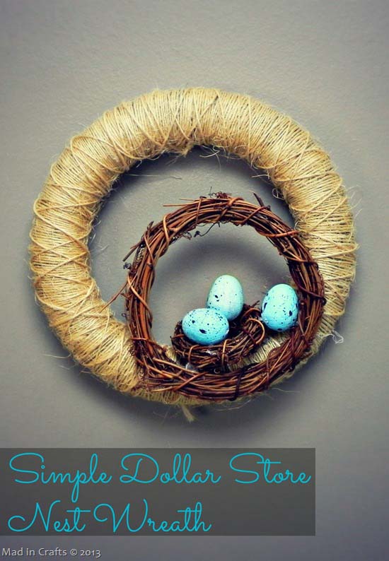 Simple Dollar Store Nest Wreath #easter #diy #cheap #decor #decorhomeideas