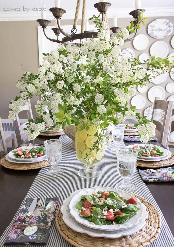 Simple spring table centerpiece lemons #easter #diy #centerpiece #decorhomeideas