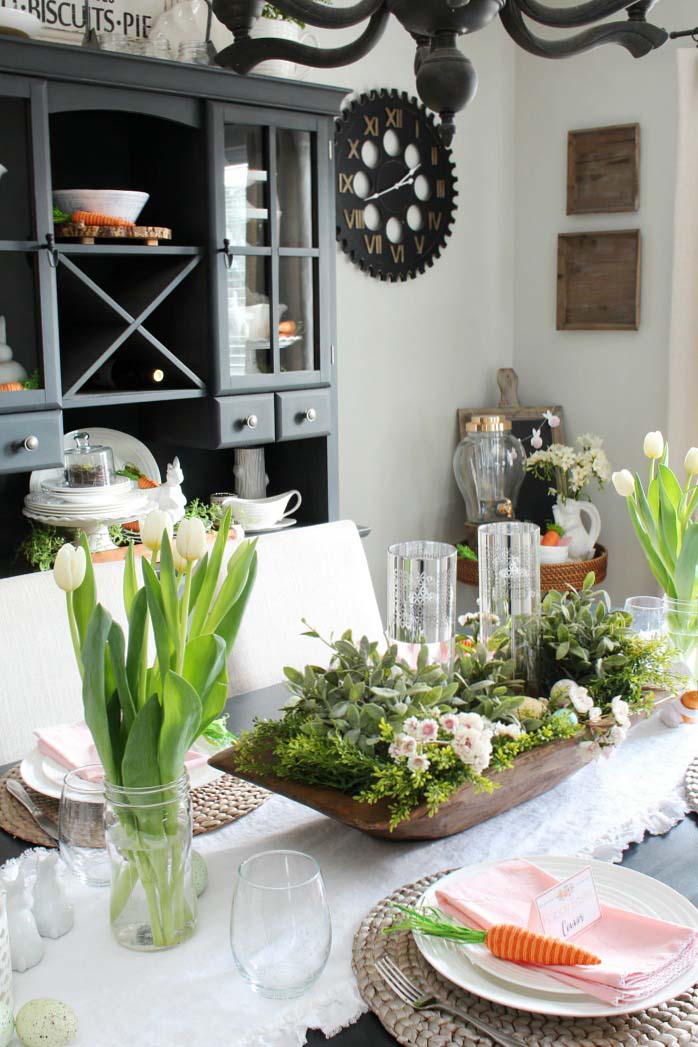 Spring Dining Room Decorating Ideas #easter #diy #centerpiece #decorhomeideas