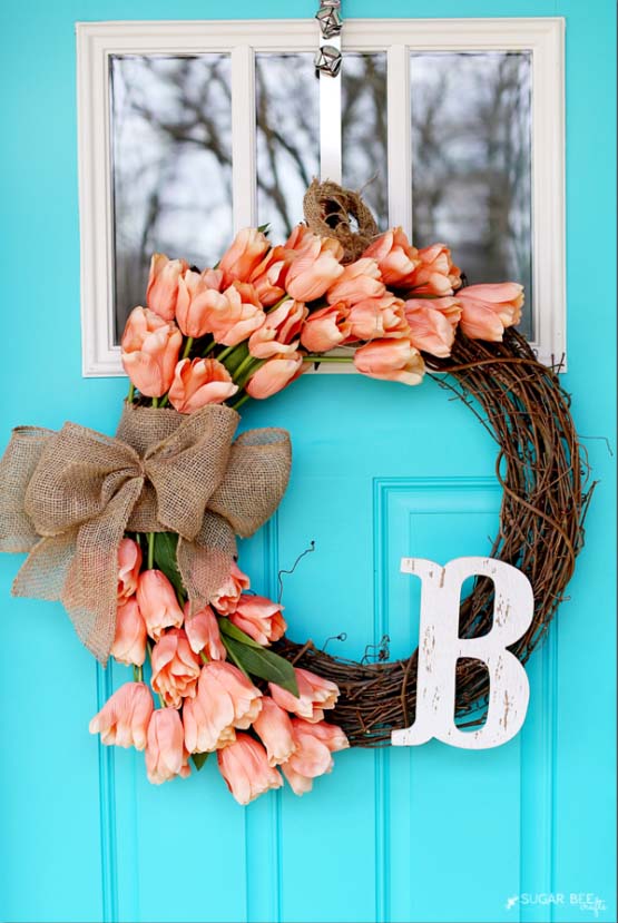 Spring Tulip Wreath #easter #diy #rustic #decor #decorhomeideas