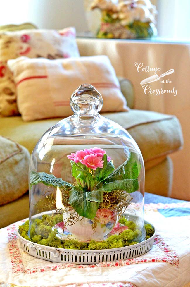 Spring under glass #easter #diy #centerpiece #decorhomeideas