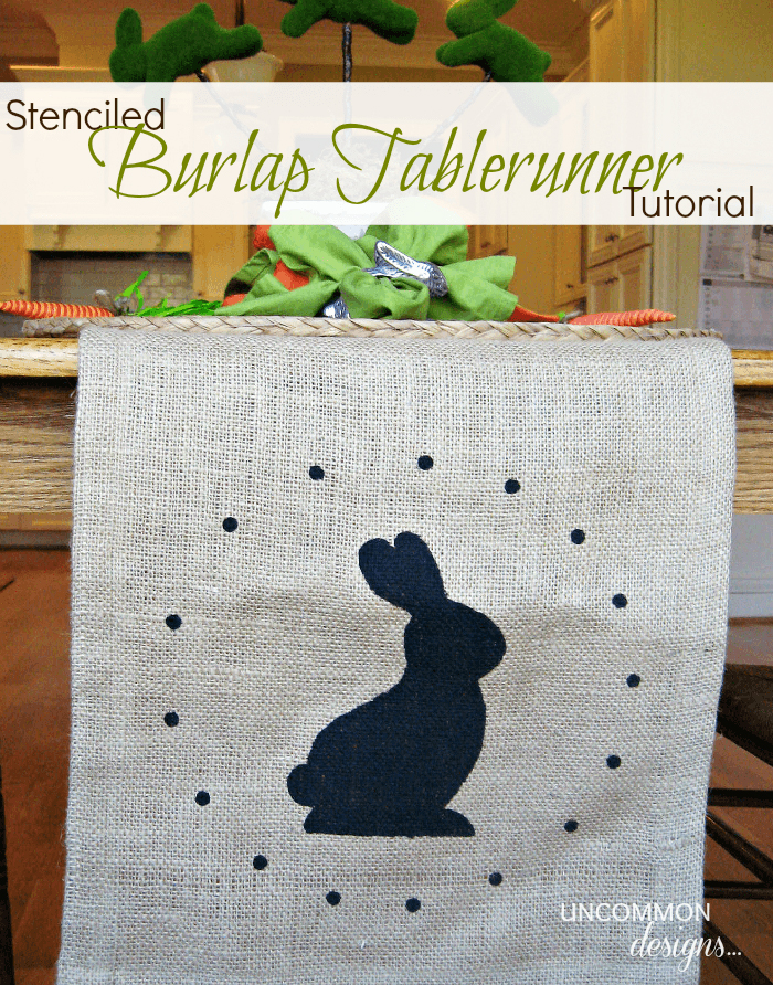 Stenciled Burlap Tablerunner #easter #diy #rustic #decor #decorhomeideas