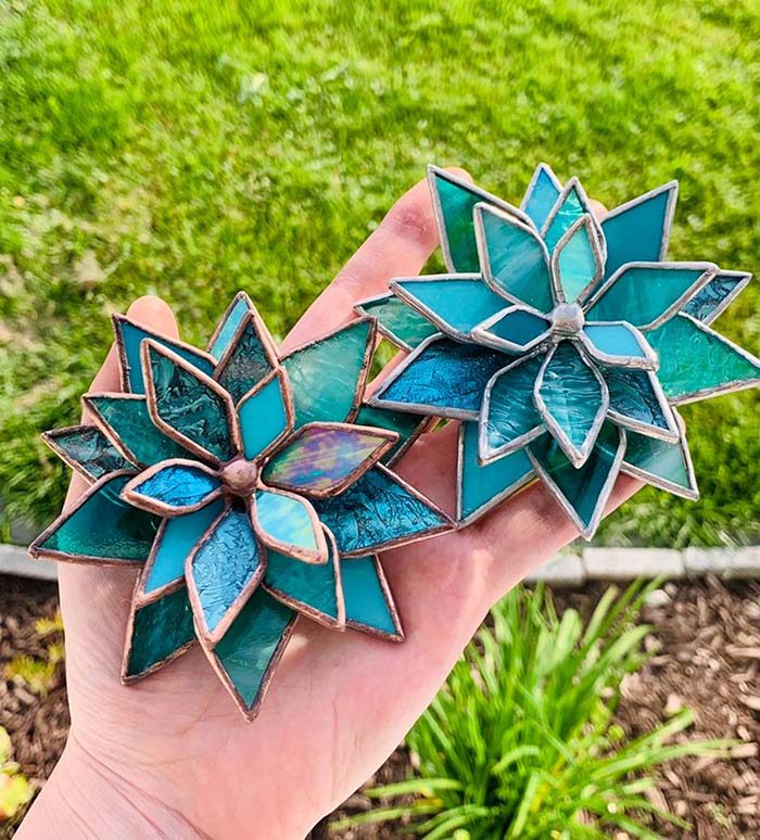 Turquoise Stained Glass Succulents