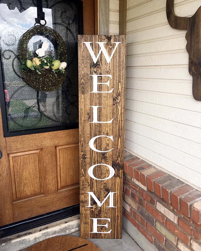 Welcome Rustic Easter Sign Front Porch Decor #easter #diy #porch #decor #decorhomeideas