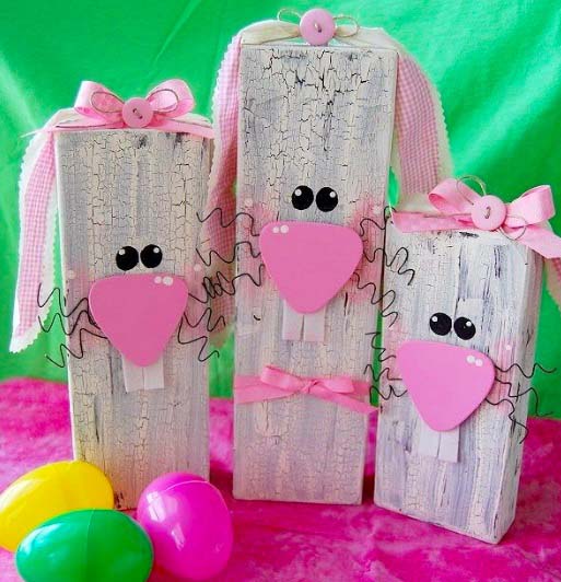 Wooden Bunnies #easter #diy #wood #crafts #decorhomeideas