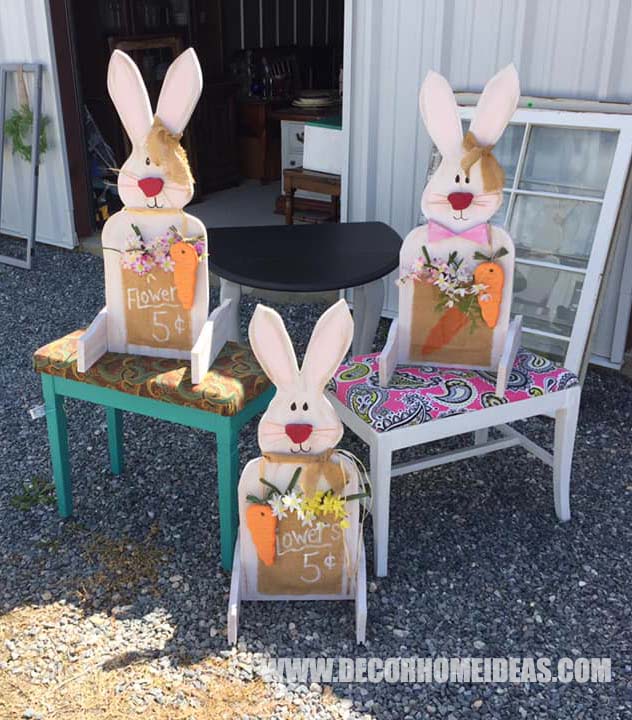 Wooden Bunny Easter Porch Decor #diy #easter #porch #bunny #decorhomeideas