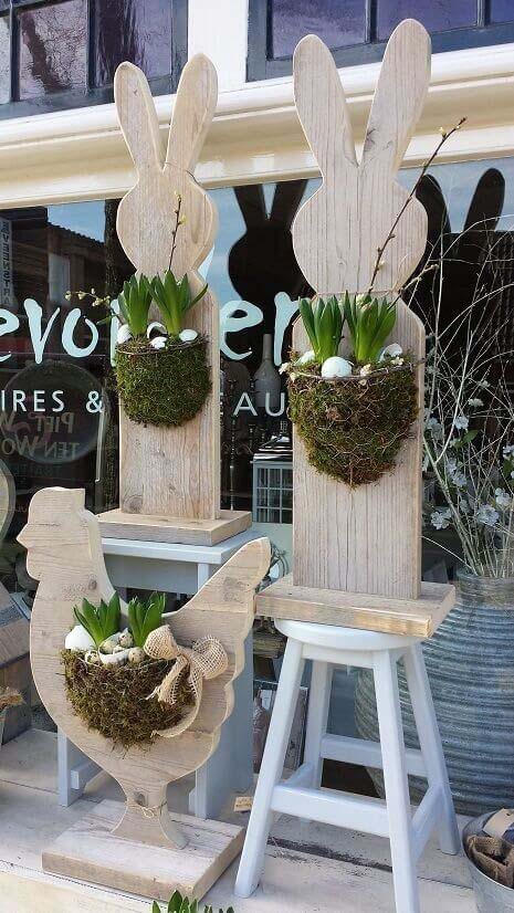 Wooden Bunny Egg Planters #easter #diy #porch #decor #decorhomeideas