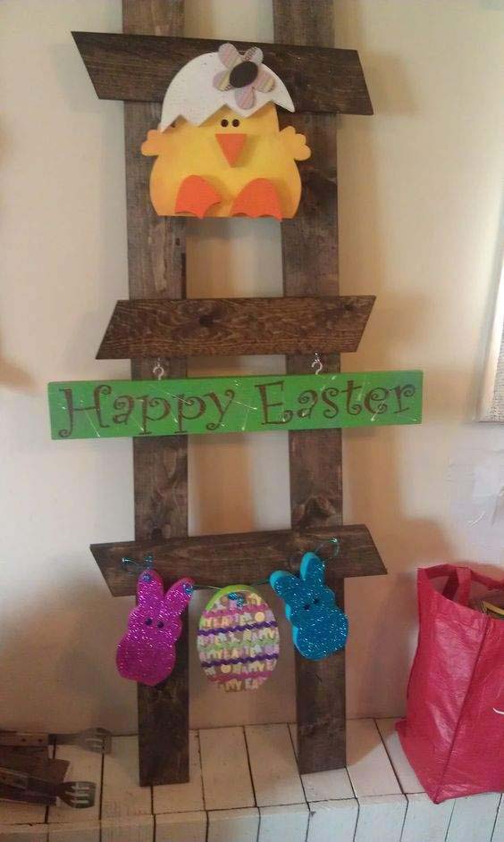 Wooden Easter Ladder #easter #diy #porch #decor #decorhomeideas