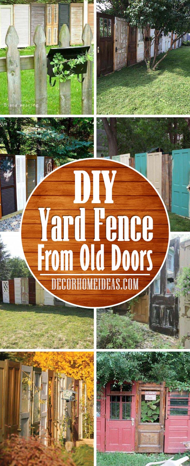 Yard Fence Made Out Of Old Doors. How to repurpose old doors and build a stunning fence. #diy #repurpose #doors #old #decorhomeideas