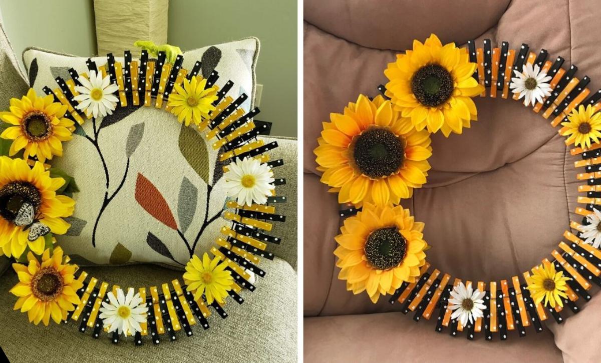 Clothespin Sunflower Wreath