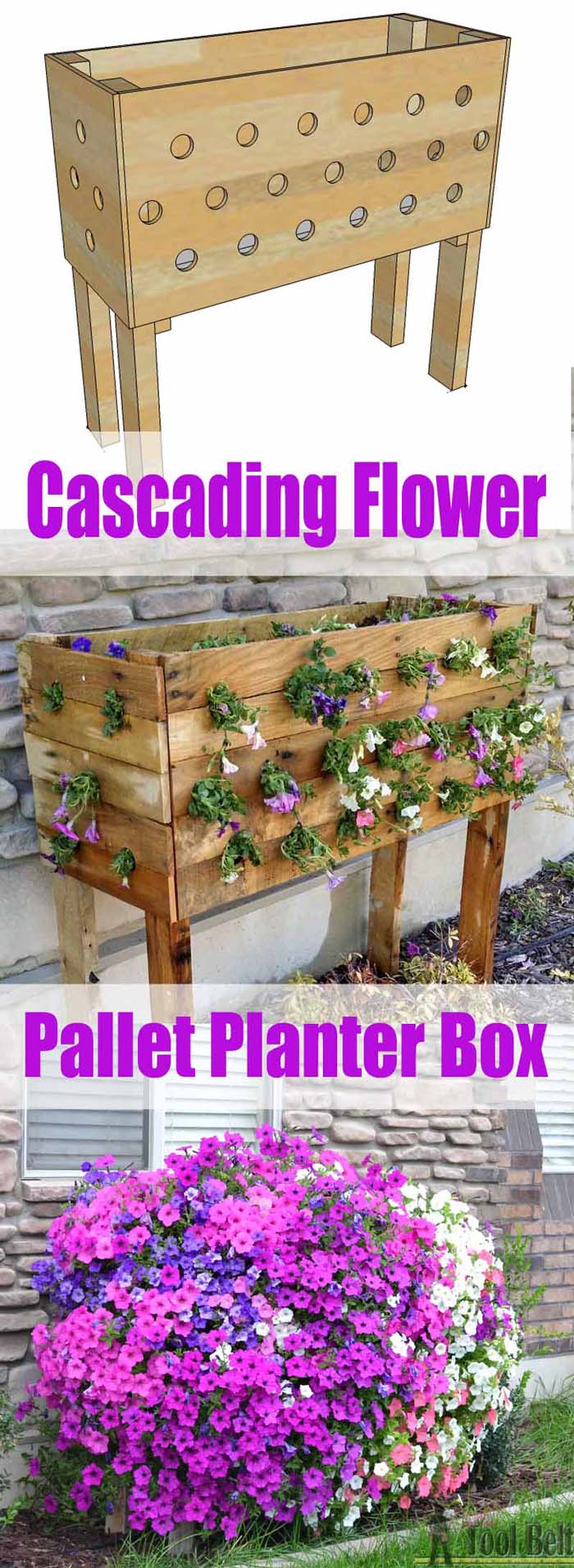 Cascading Flower Wood Pallet Planter Box #diy #planter #wood #flower #pallet #decorhomeideas