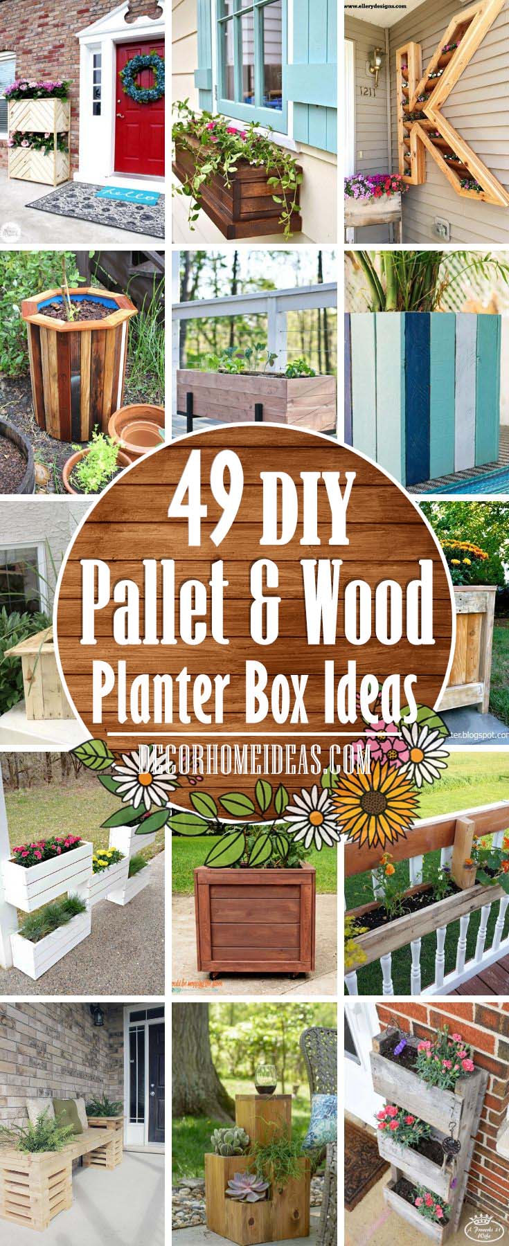 DIY Pallet And Wood Planter Box Ideas . Make your own wooden planter for flowers to spruce up your garden #diy #planter #wood #flower #pallet #decorhomeideas