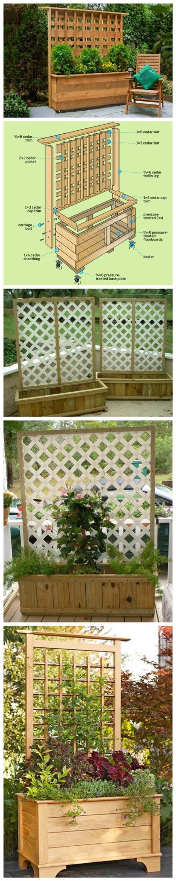 DIY Planter Box with Climbing Trellis #diy #planter #wood #flower #pallet #decorhomeideas