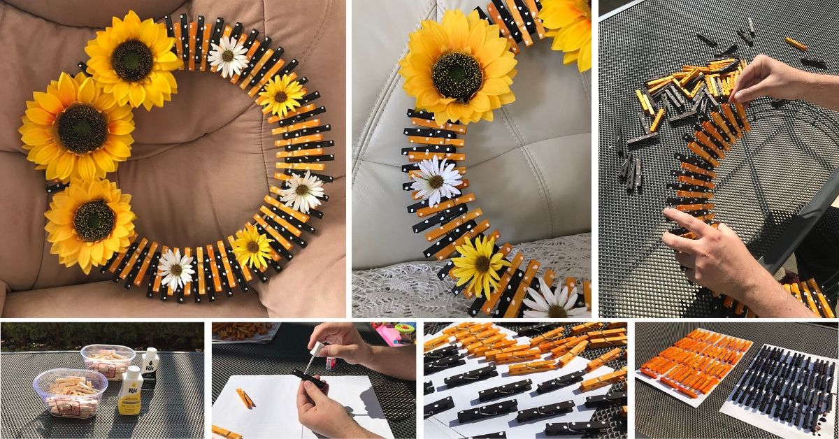 DIY Sunflower Clothespin Wreath Fb1