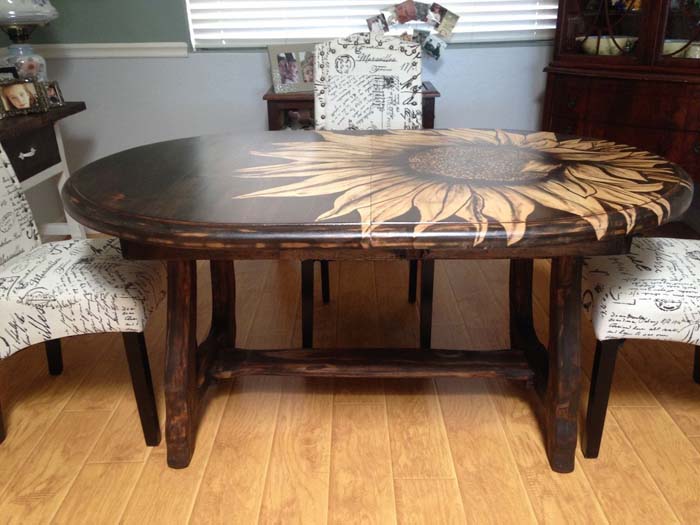 DIY Table Sunflower Stain Shading