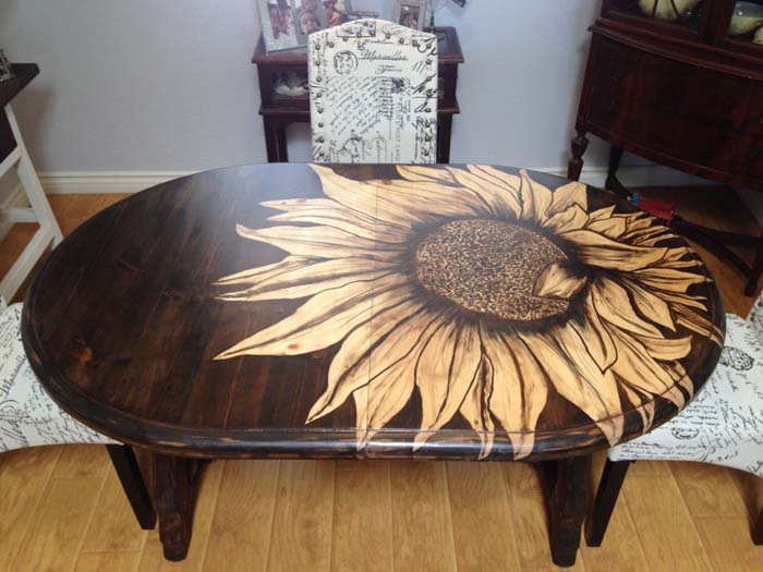 DIY Table Sunflower Stain Shading