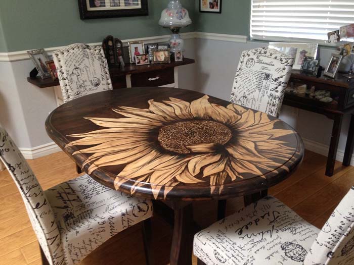 DIY Table Sunflower Stain Shading