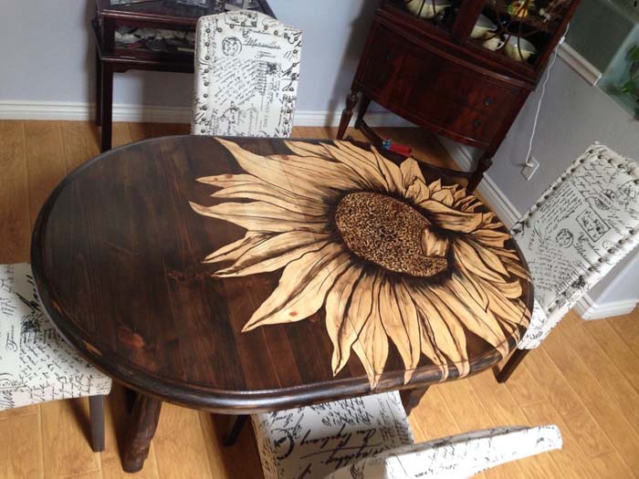 DIY Table Sunflower Stain Shading