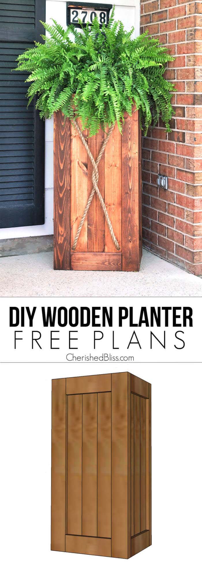 DIY Tall Wooden Porch Planter #diy #planter #wood #flower #pallet #decorhomeideas