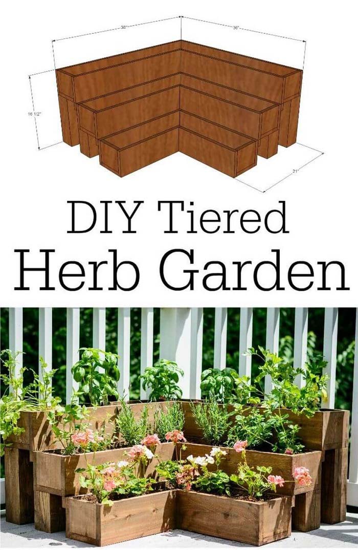 DIY Tiered Wood Herb Garden #diy #planter #wood #flower #pallet #decorhomeideas