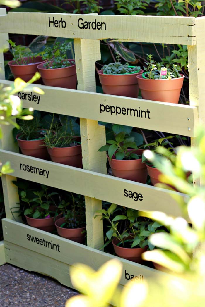 Easy DIY Pallet Herb Garden #diy #planter #wood #flower #pallet #decorhomeideas