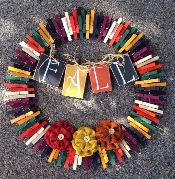 Welcome Fall Clothespin Wreath #diy #clothespin #wreath #crafts #decorhomeideas