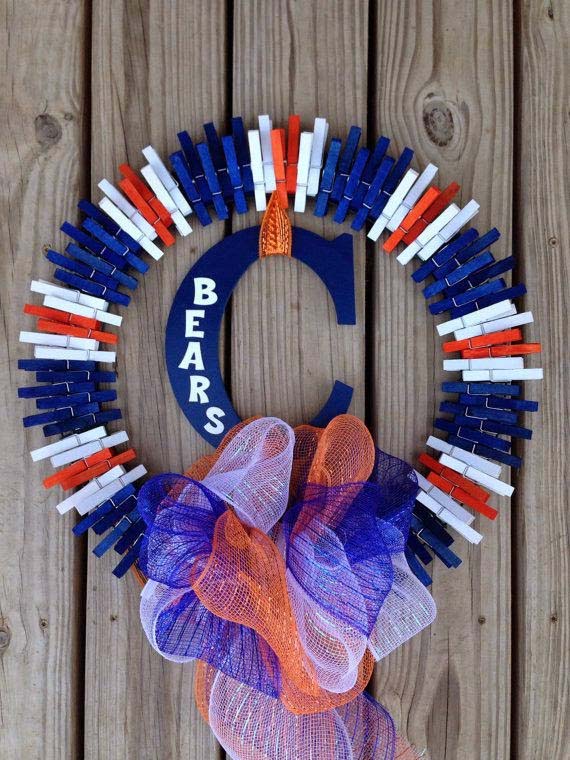 Chicago Bears Wreath #diy #clothespin #wreath #crafts #decorhomeideas