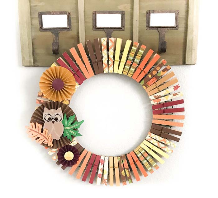 Owl And Flowers Wreath For Nursery Room #diy #clothespin #wreath #crafts #decorhomeideas