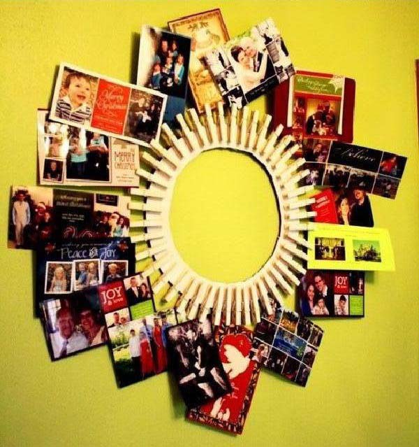 Clothespin Wreath As Picture Frame #diy #clothespin #wreath #crafts #decorhomeideas