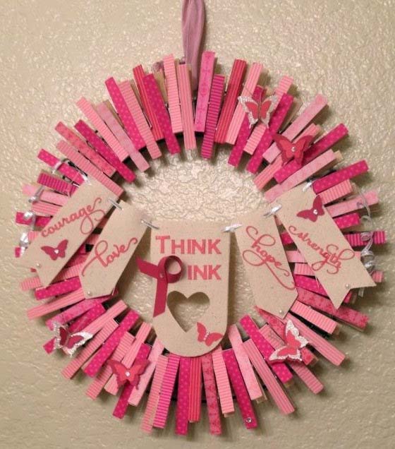 Pink Wreath With Encouraging Statements #diy #clothespin #wreath #crafts #decorhomeideas